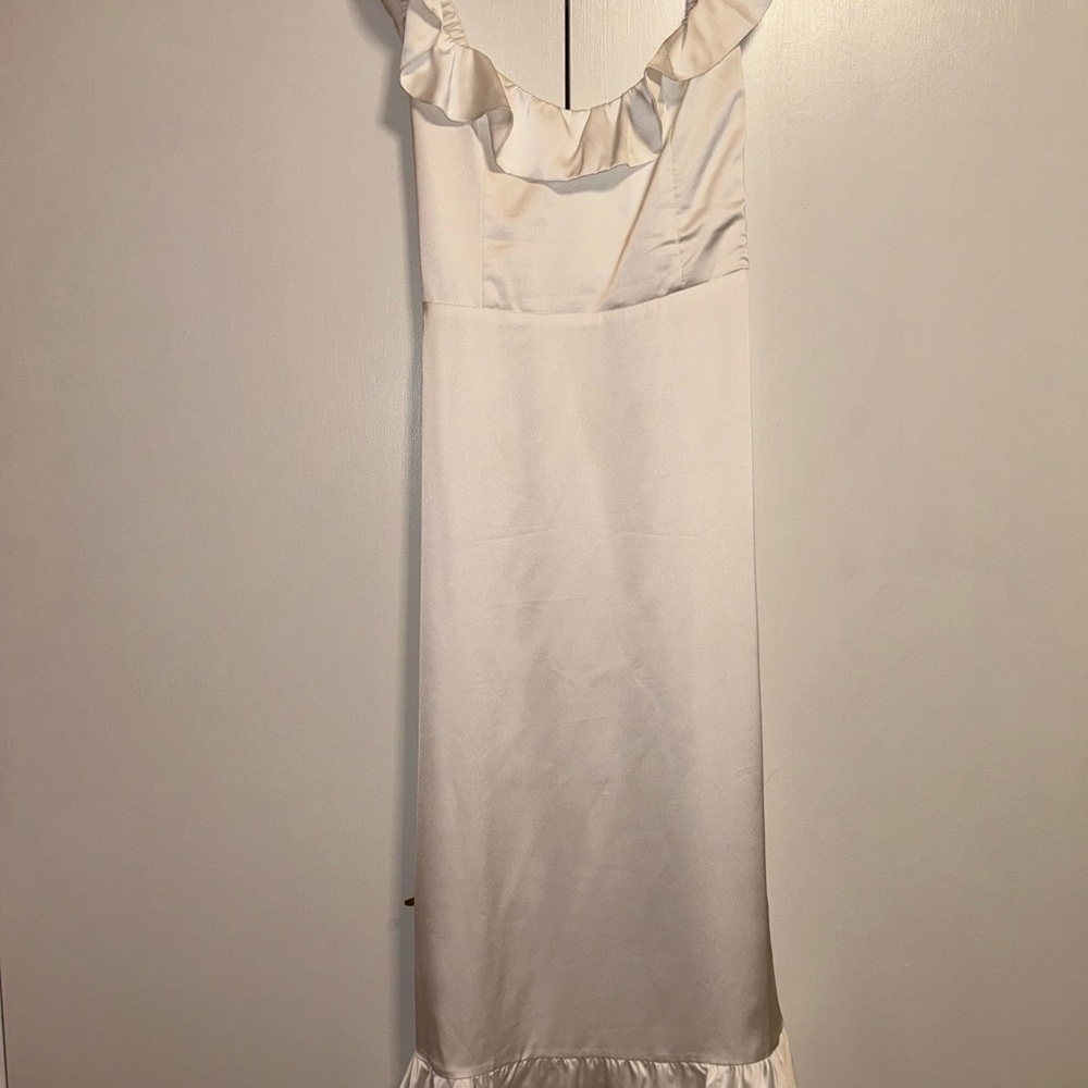 Satin White Midi Dress